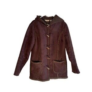 L.L. Bean Women's Size Large Coat Brown Faux Suede & Fur